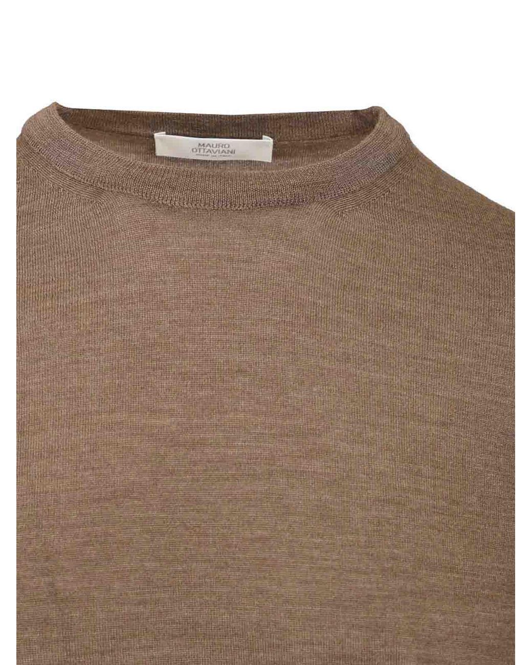 Mauro Ottaviani Brown Crew Neck Sweater for men