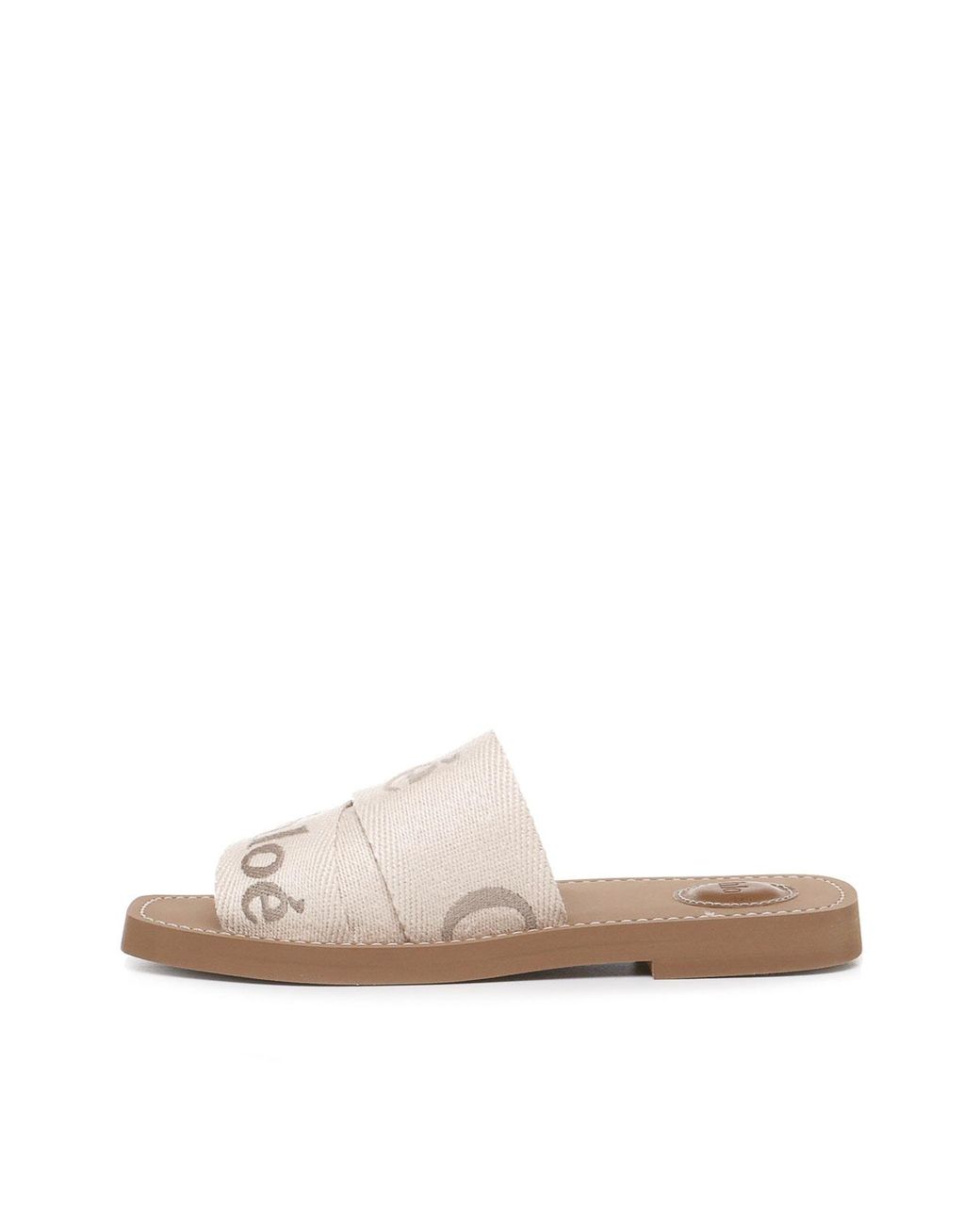 Chloé White Woody Flat Mules
