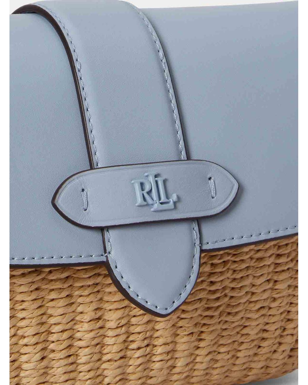 Ralph Lauren Blue Lynden-Shoulder Bag-Small-Wvn Straw/Ntrl Smth