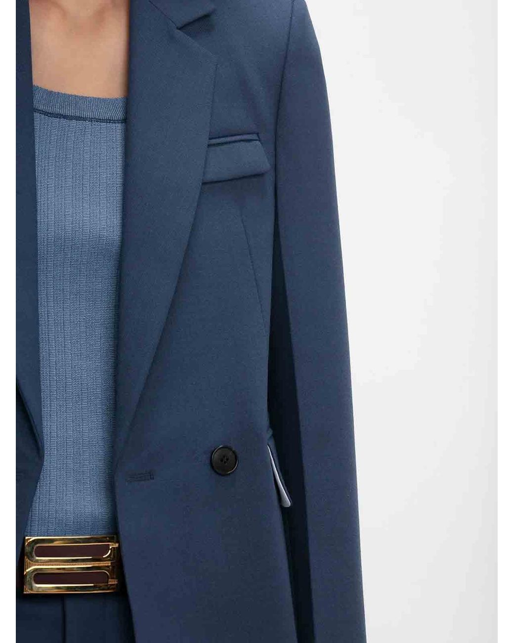 Victoria Beckham Blue Double Breasted Jacket