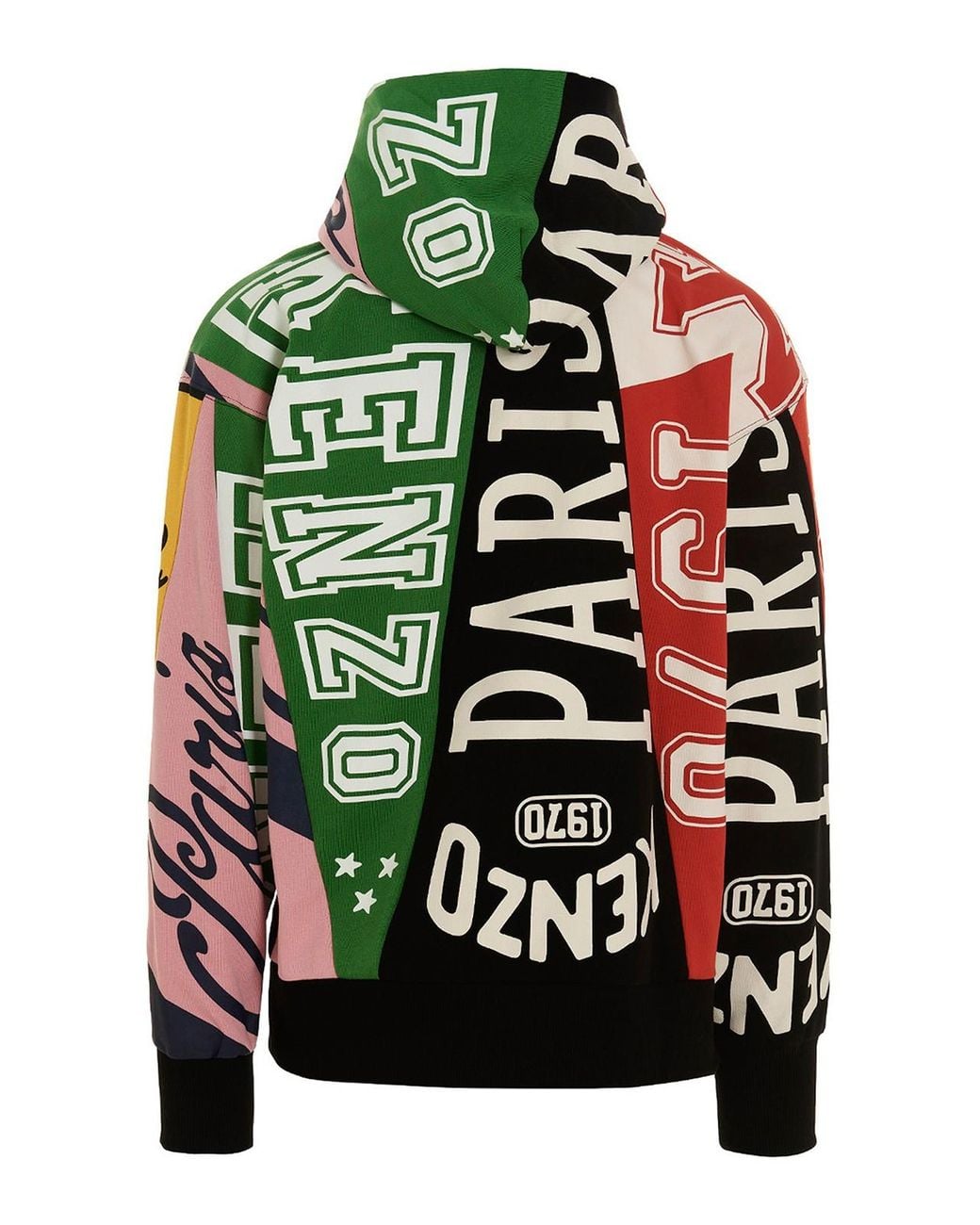 KENZO Green Cotton Hoodie With All-Over Print for men
