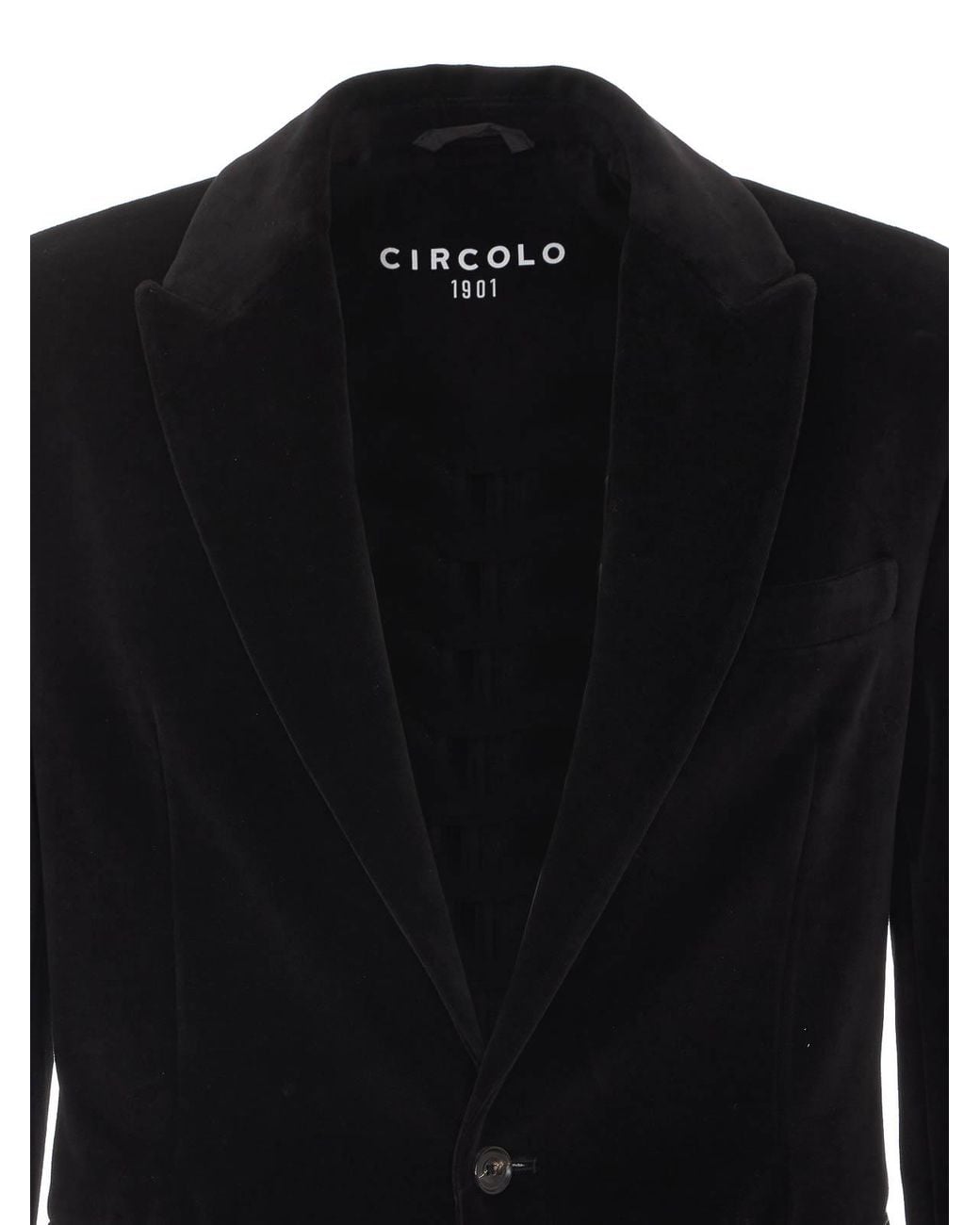 Circolo 1901 Black Velvet Single Breasted Button Jacket for men