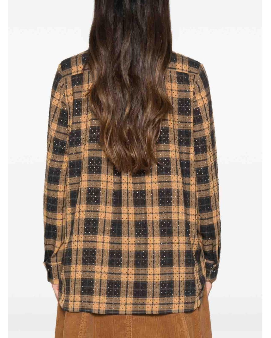 Pinko Multicolor Checked Crystal-Embellished Shirt