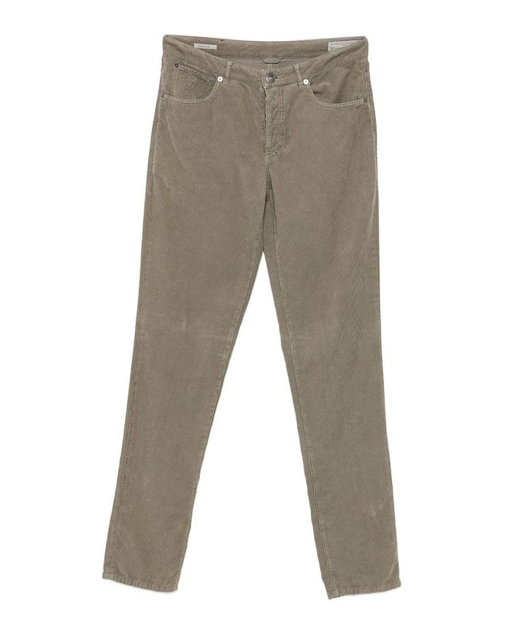 Brunello Cucinelli Gray Corduroy Trousers With Pockets for men