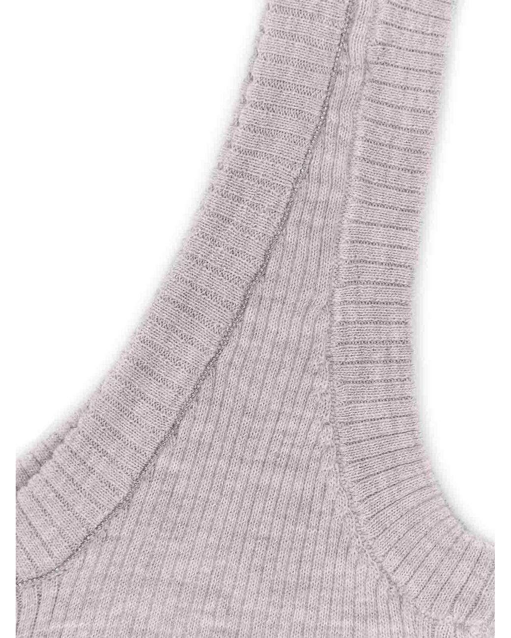 Brunello Cucinelli Gray T-Shirt And Pebble Pole