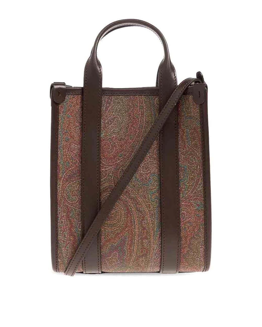 Etro Brown Xs Paisley Tote Shopping Bag
