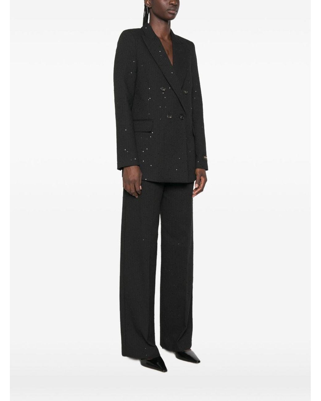 ERMANNO FIRENZE Black Wool Double-Breasted Jacket