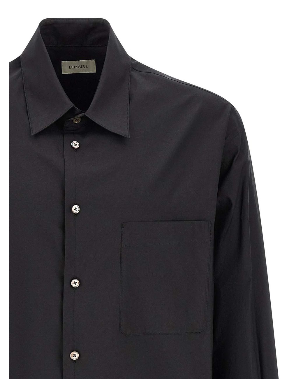 Lemaire Black Cotton And Silk Shirt for men