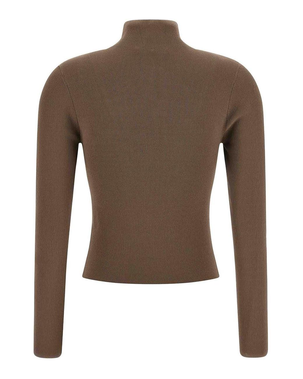 Alexander Wang Brown Logo Ribbed Sweater