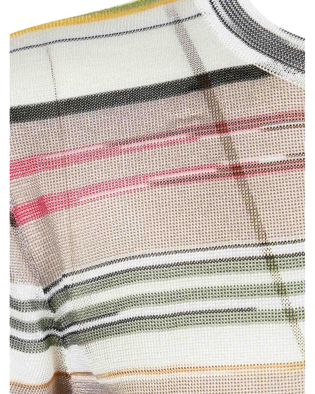 Missoni Gray Striped Flame Viscose Crewneck Sweater