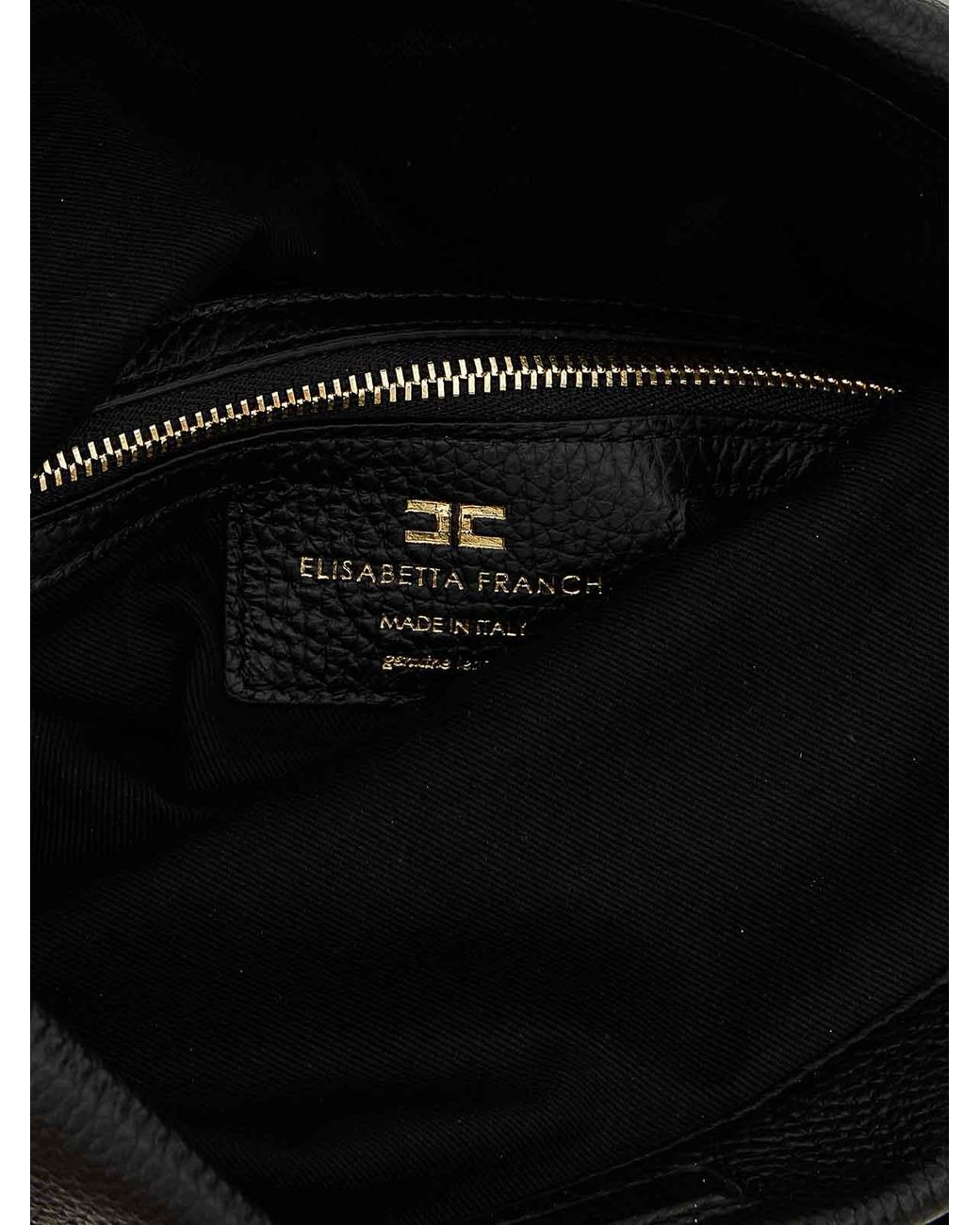Elisabetta Franchi Black Logo Shoulder Bag