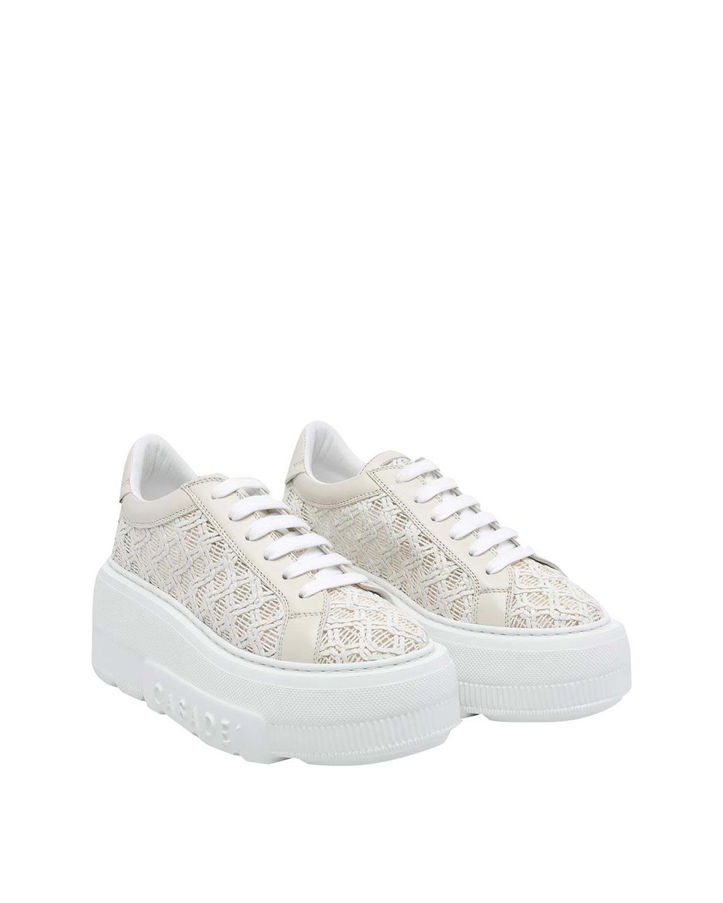 Casadei White Platform Mesh Sneakers