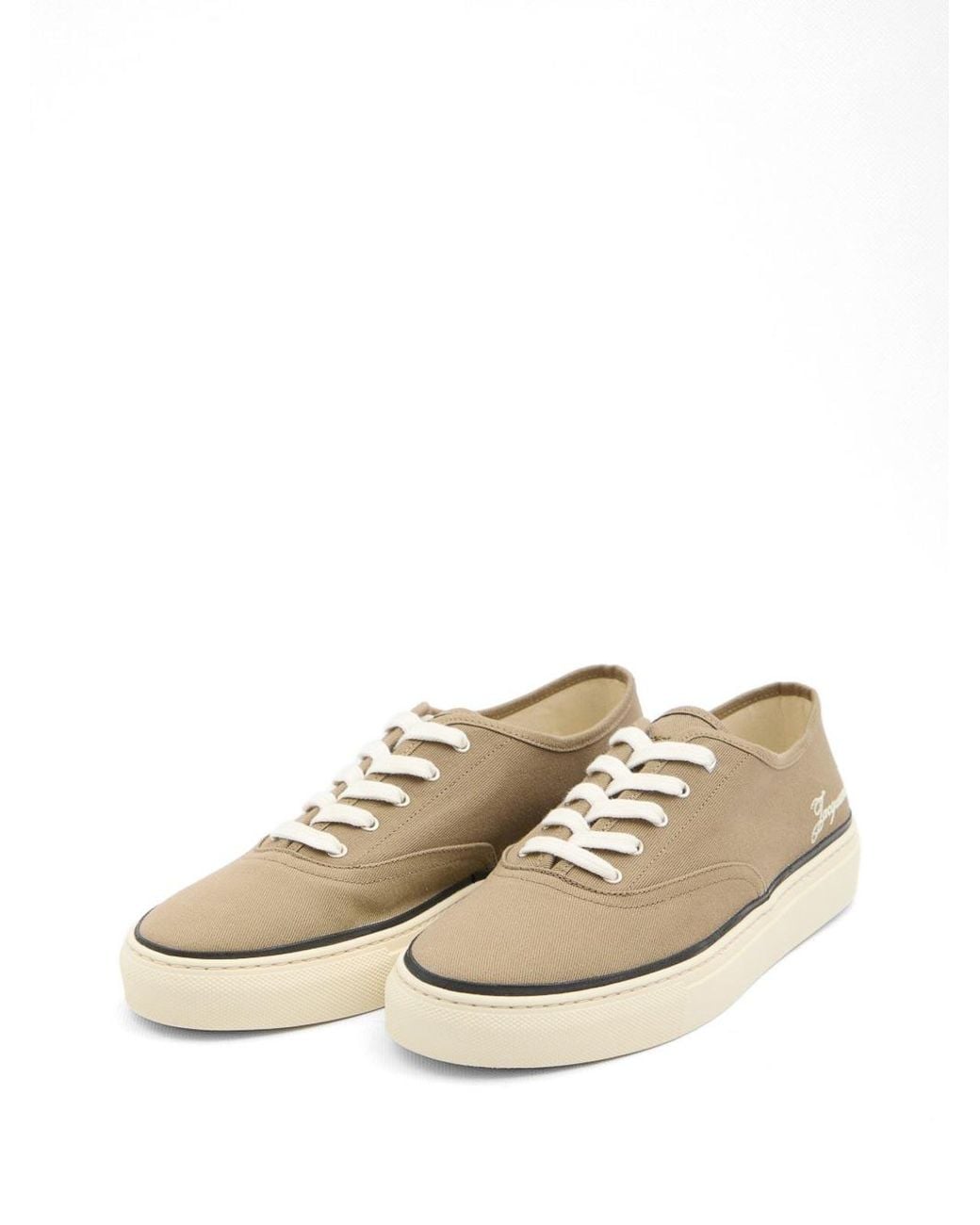 Jacquemus White Khaki Cotton Skate Sneakers for men