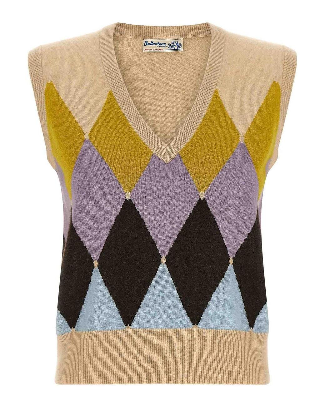 Ballantyne Natural New Diamond Vest Argyle