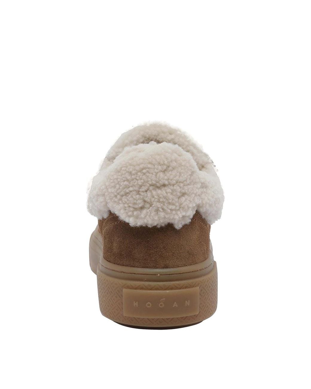 Hogan Brown Crosswind Bicolour Suede And Shearling Low-Top Trainers With H Logo