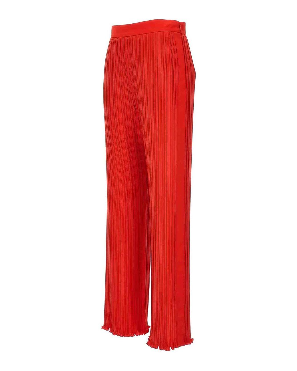 Lanvin Red Wide-Leg Pleated Trousers With Side Zip Closure