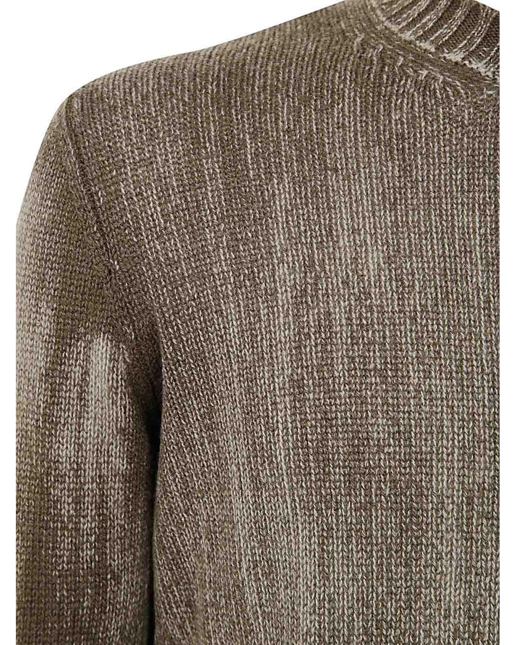 Avant Toi Gray Tonal Effect Round Neck Off Gauge Pullover for men