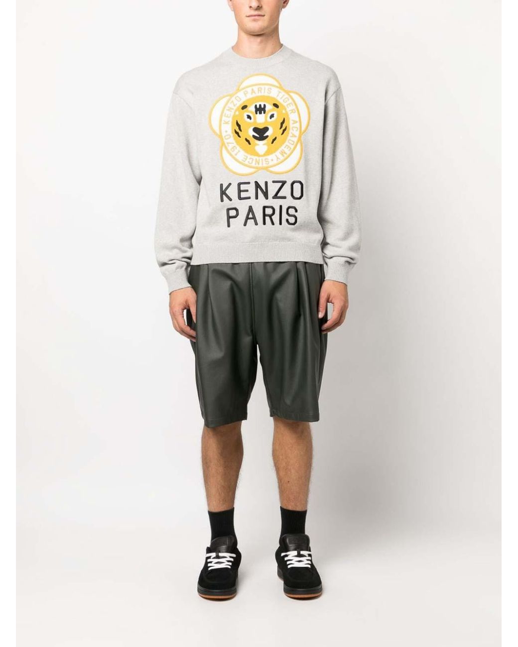 KENZO Gray Tiger Academy Wool Blend Jumper for men