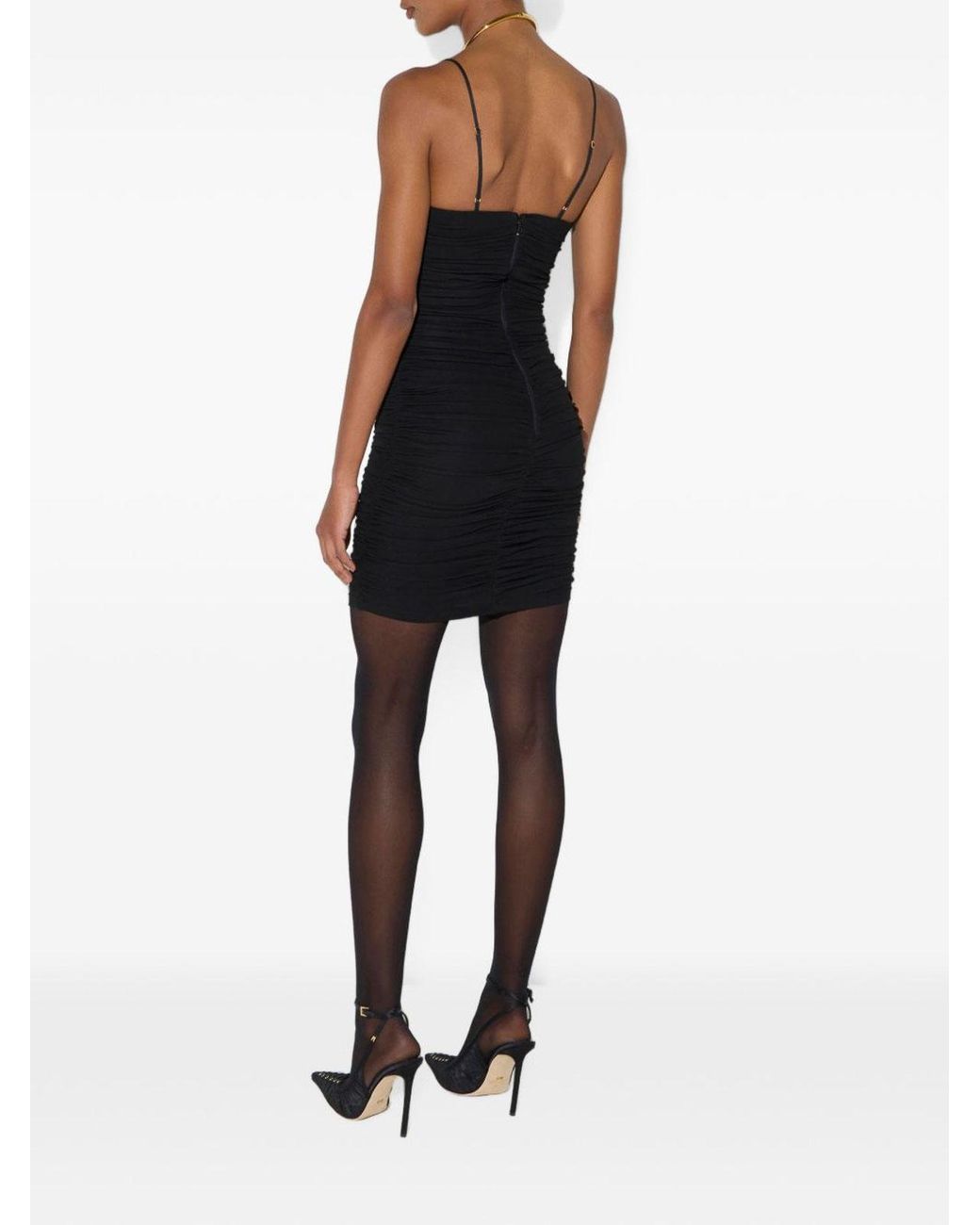 Elisabetta Franchi Black Draped Crpe Jersey Mini Dress