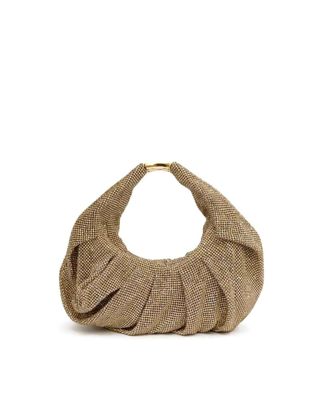 Benedetta Bruzziches Metallic Yennefer Draped Crystal Mesh Handbag