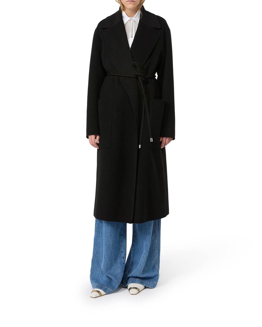 Sportmax Black Oversized Double Wool Coat