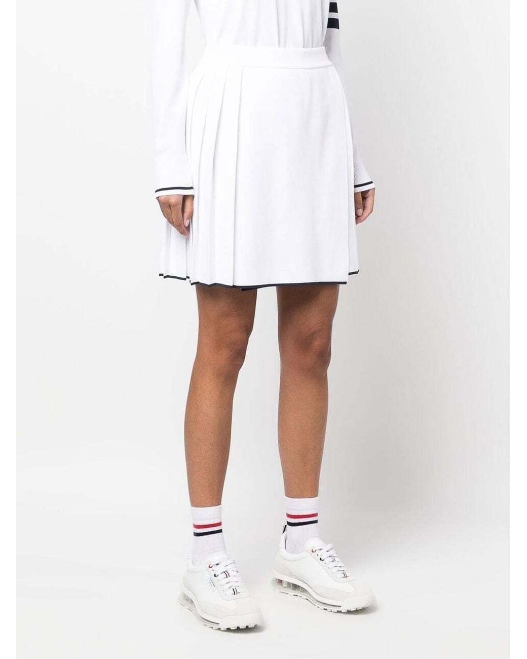 Thom Browne White 4-Bar Pleated Mini Skirt