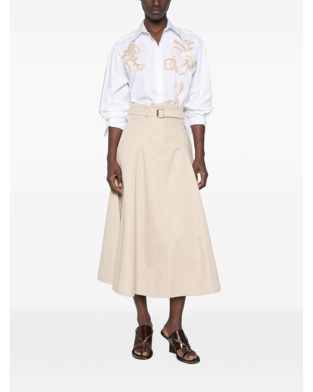 ERMANNO FIRENZE White Embroidered Cotton Shirt