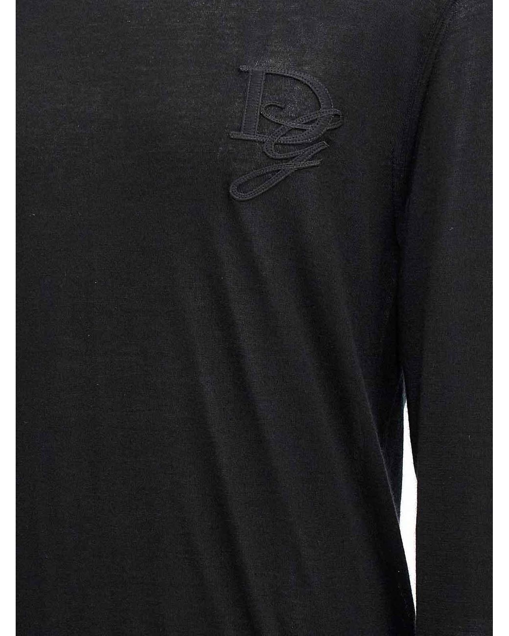 Dolce & Gabbana Black Logo Embroidery Sweater for men
