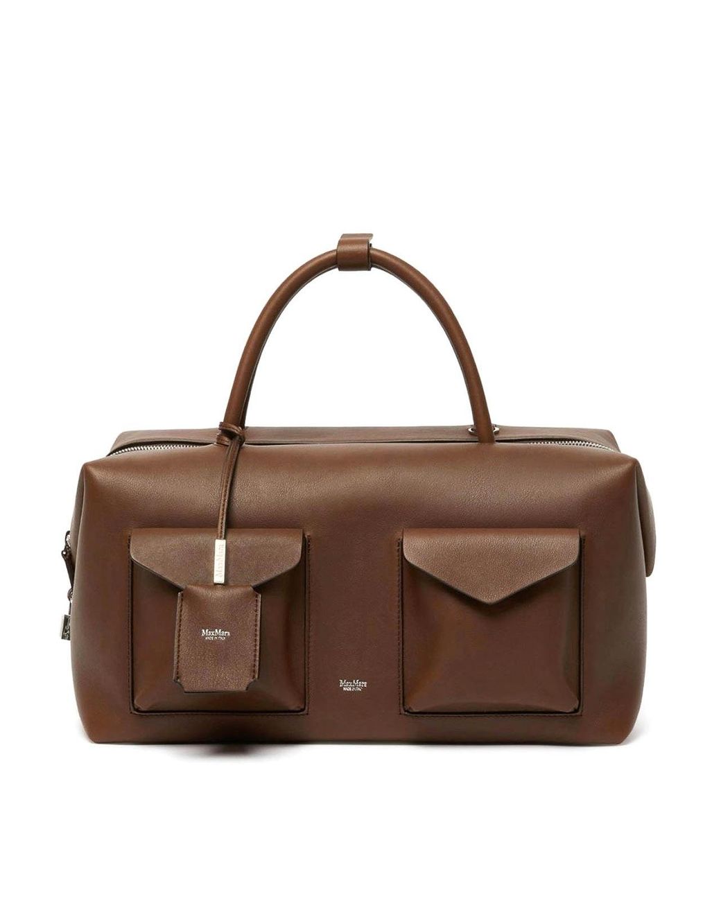 Max Mara Brown Large Leather Satchel Bag With Pockets