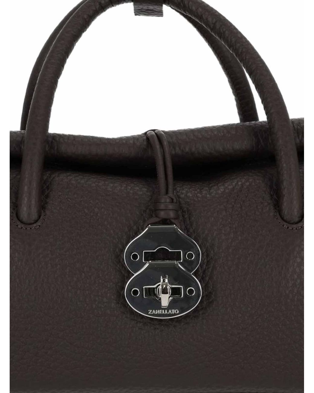 Zanellato Black Dotta Small Textured Leather Bag