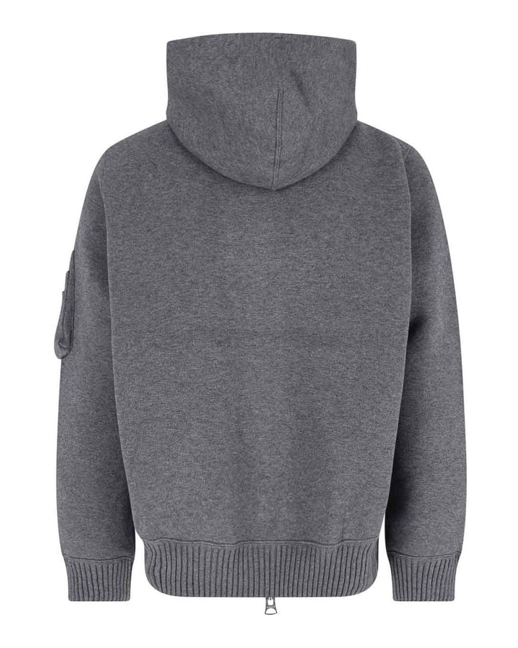 Sacai Gray Zip-Up Hoodie for men
