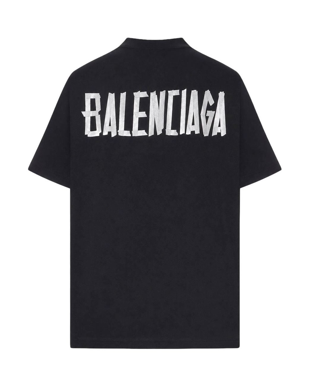 Balenciaga Black Glitter Tape T-Shirt Loose Fit