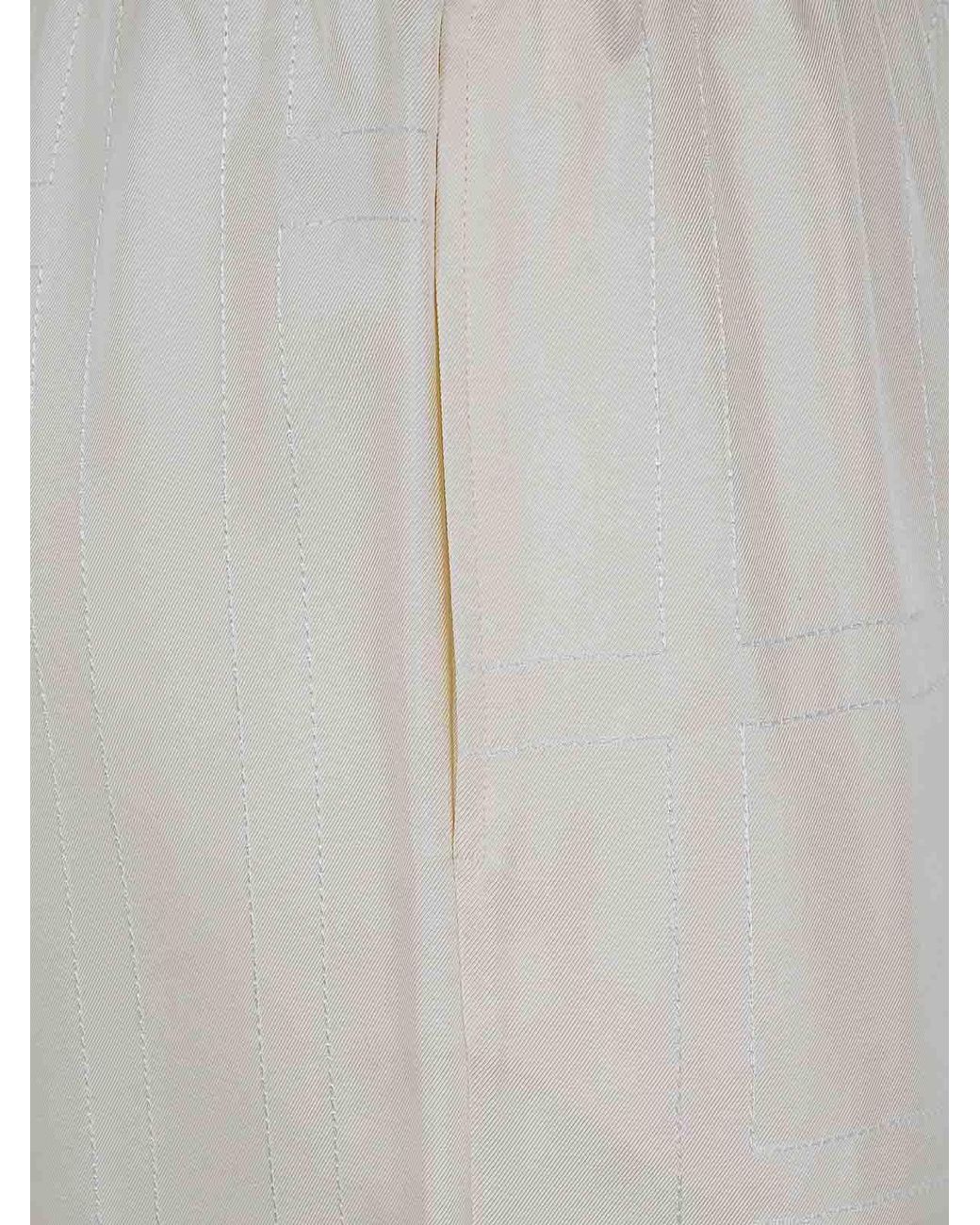 Totême  White Monogram Silk Pijama Bottoms Trousers