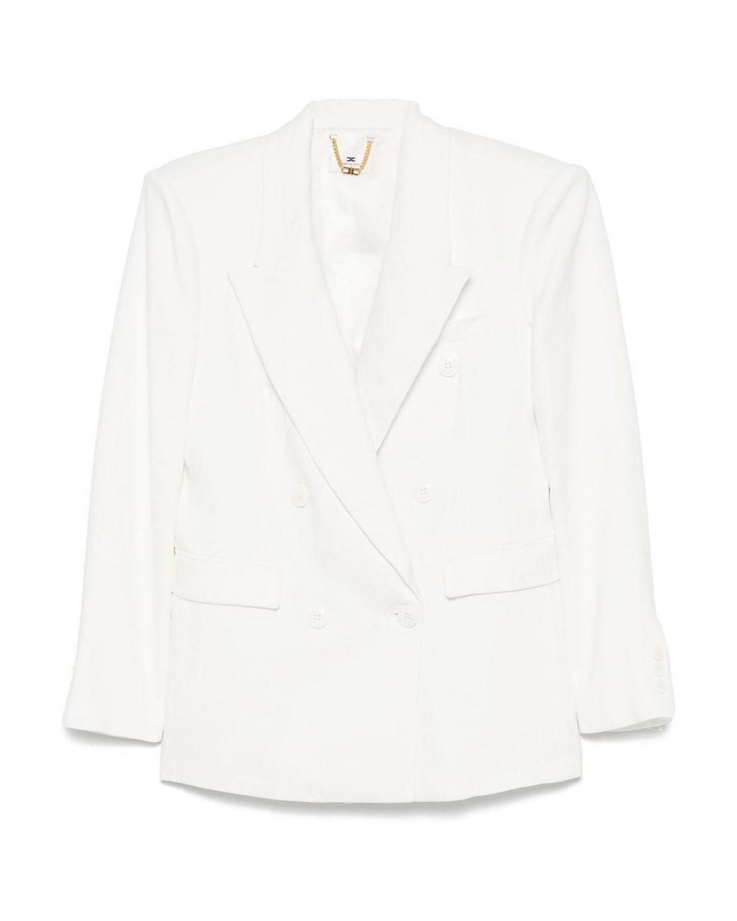 Elisabetta Franchi White Linen Blend Double-Breasted Jacket