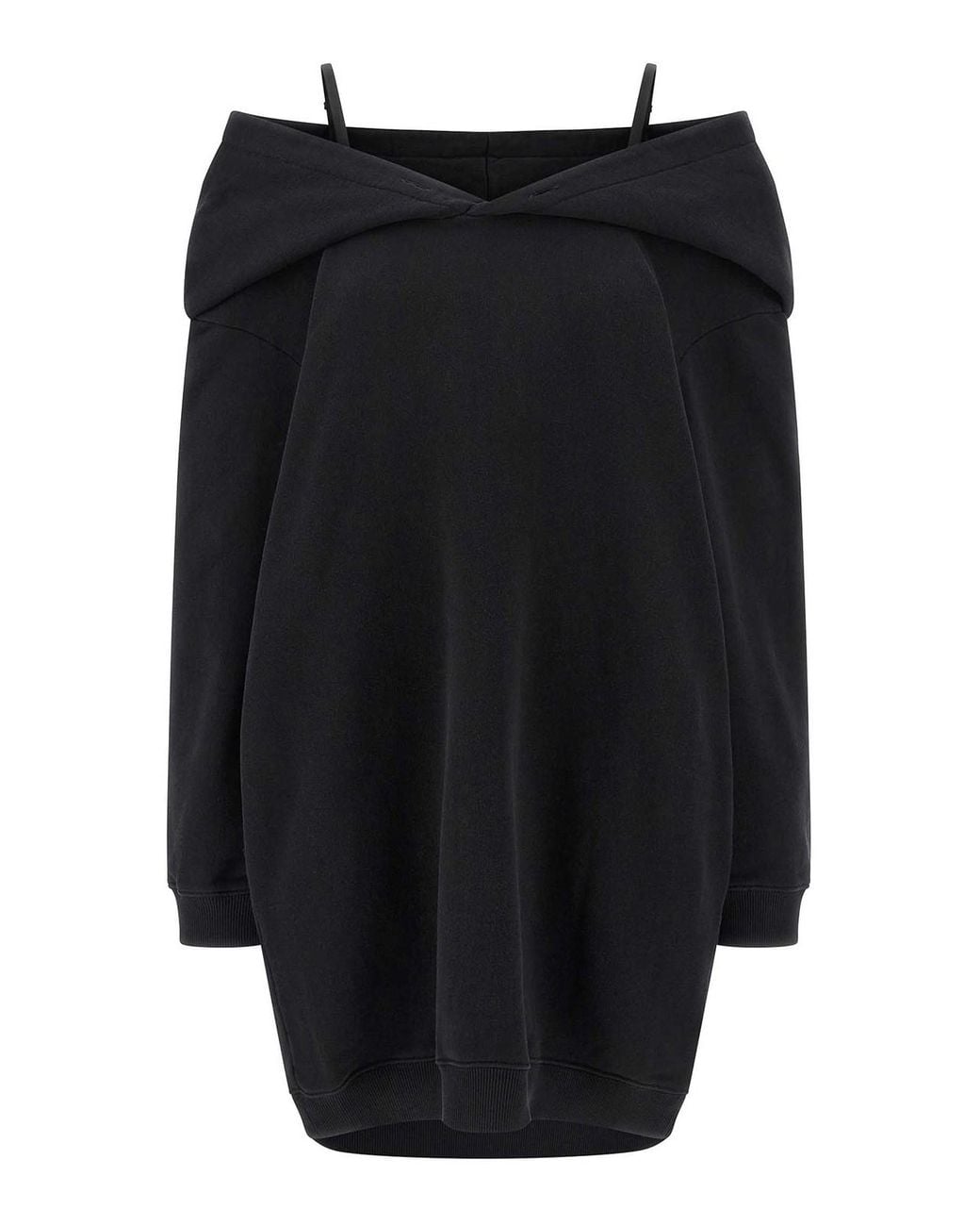 MM6 by Maison Margiela Black Off-Shoulder Hooded Dress