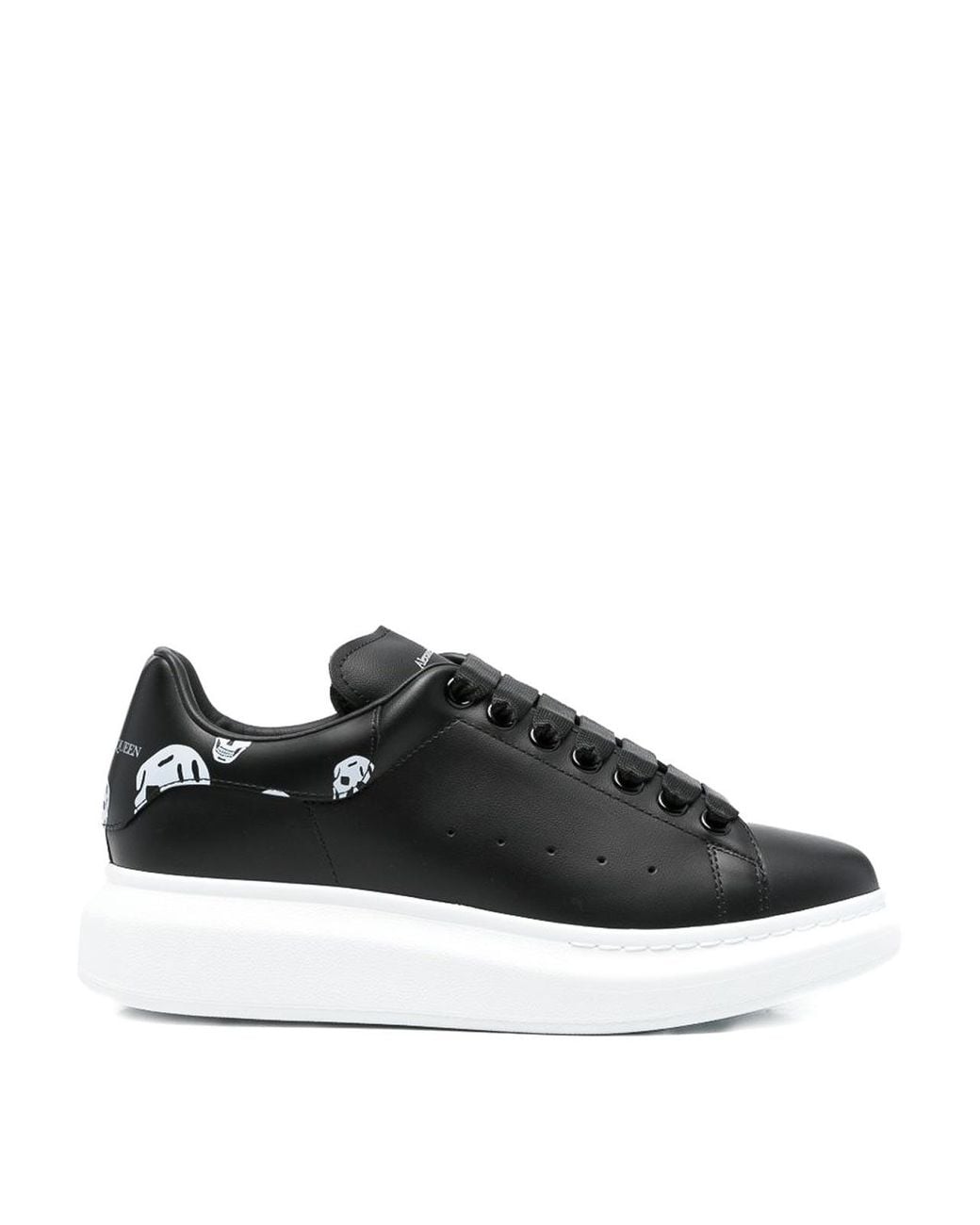 McQueen Black Oversized Skull-Print Sneakers
