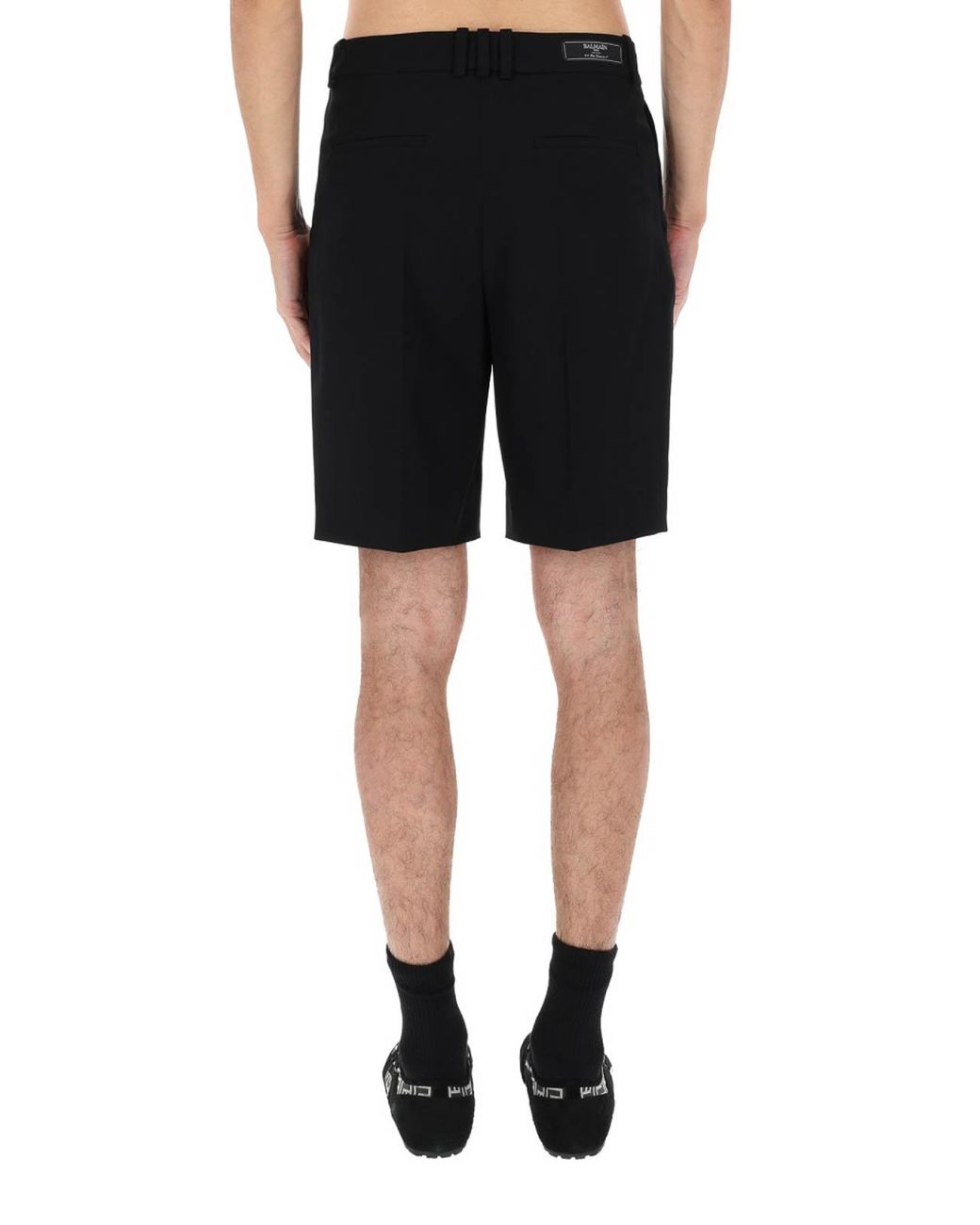 Balmain Black Wool Tailored Shorts for men