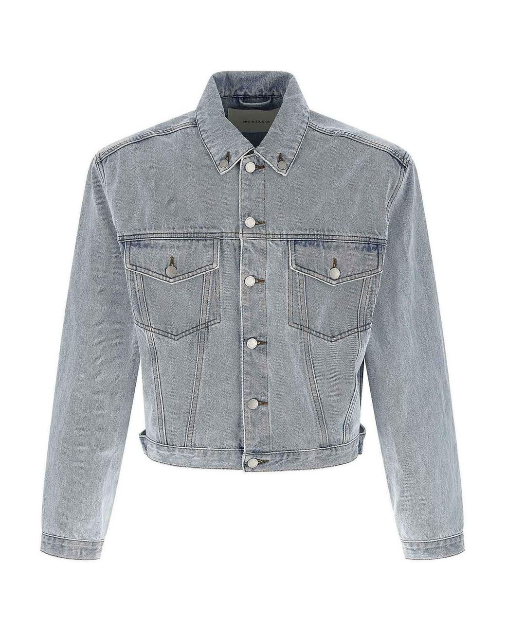 Entire studios Gray Shrunken Denim Jacket for men