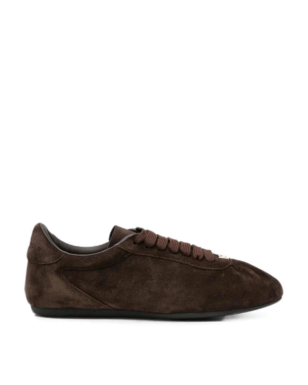 Dolce & Gabbana Brown Logo-Plaque Suede Sneakers