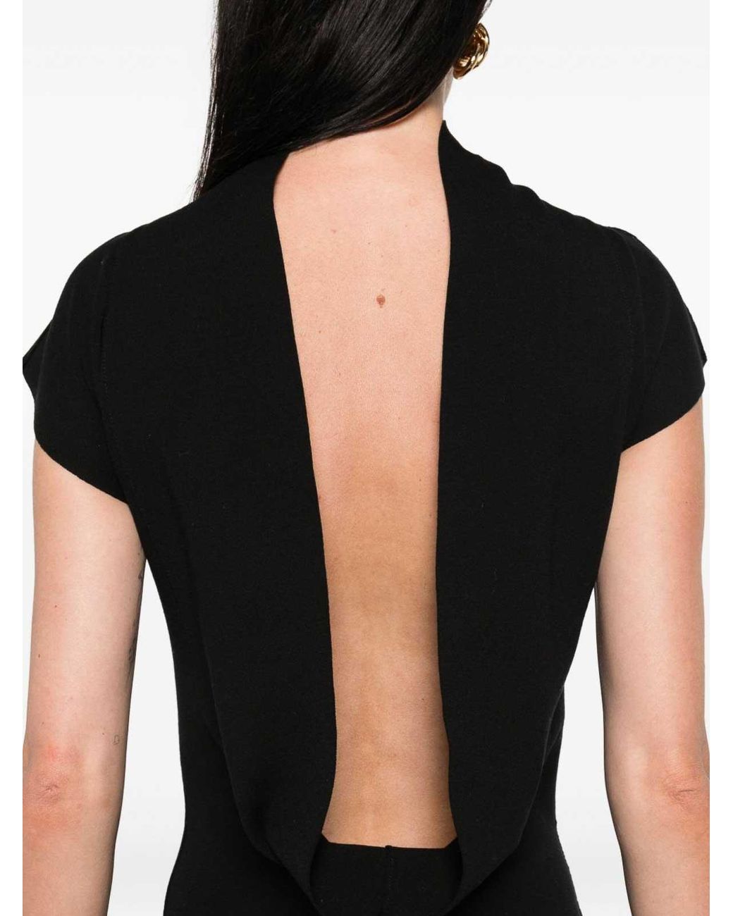Alberta Ferretti Black Long Fitted Viscose Dress By