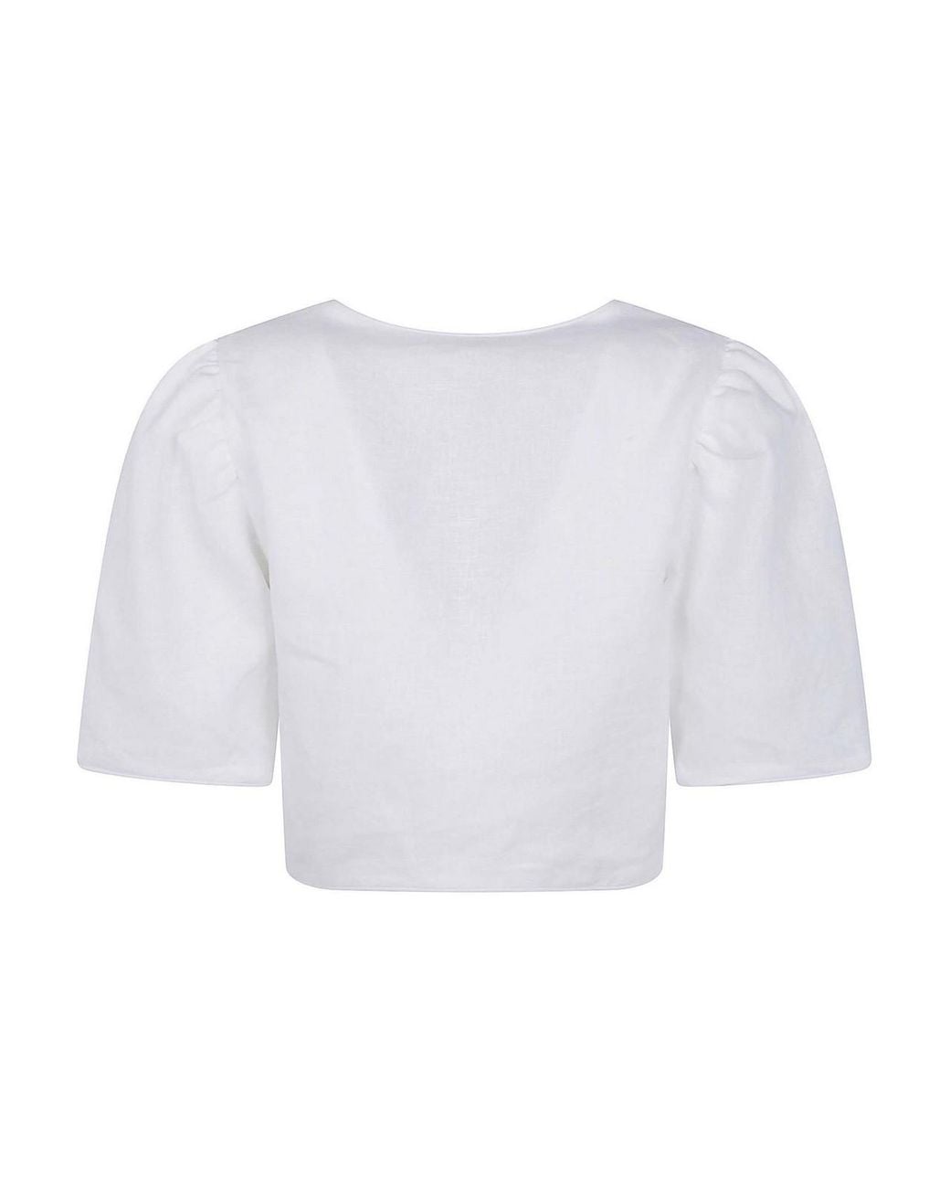 Farm Rio White Flower Crop Top Short Sleeve