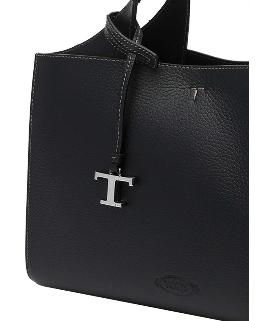 Tod's Black Di Reverse Leather Tote Bag