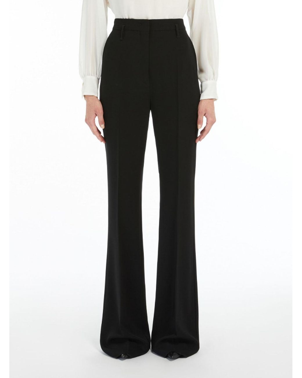 Max Mara Black Flared Cady Trousers By