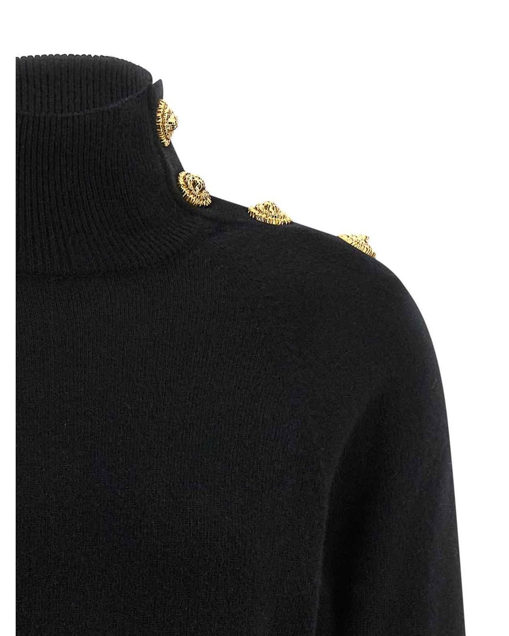 Balmain Black Cashmere Wool Sweater
