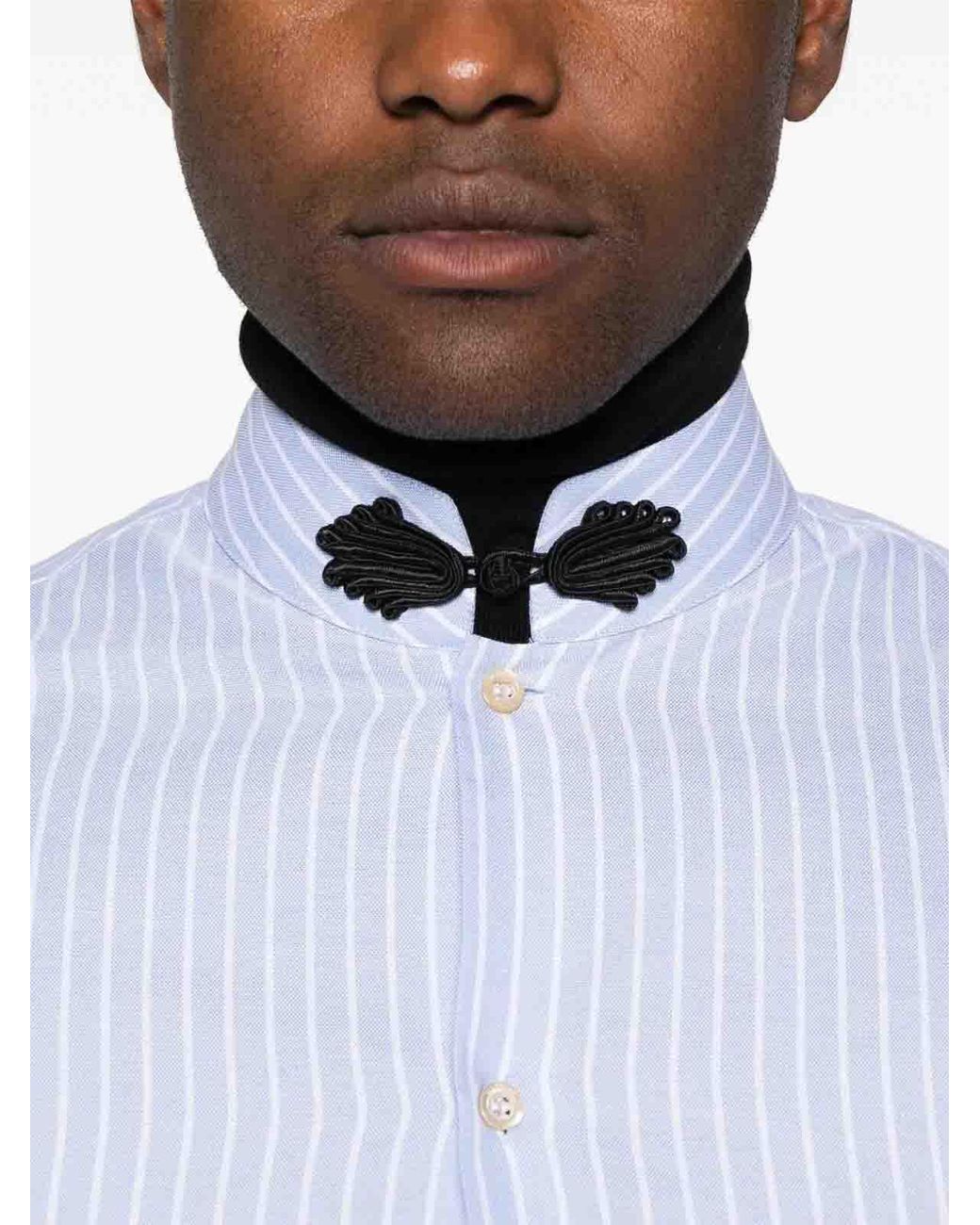 Valentino White 'Si00' Striped Oxford Shirt for men