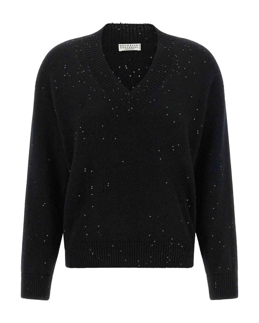 Brunello Cucinelli Black Diamante Cashmere-Silk Jumper