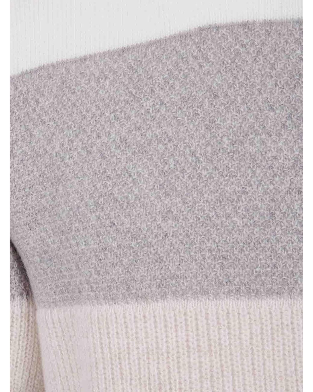 Barba Napoli White Turtle Neck Orizontal Stripes Sweater for men