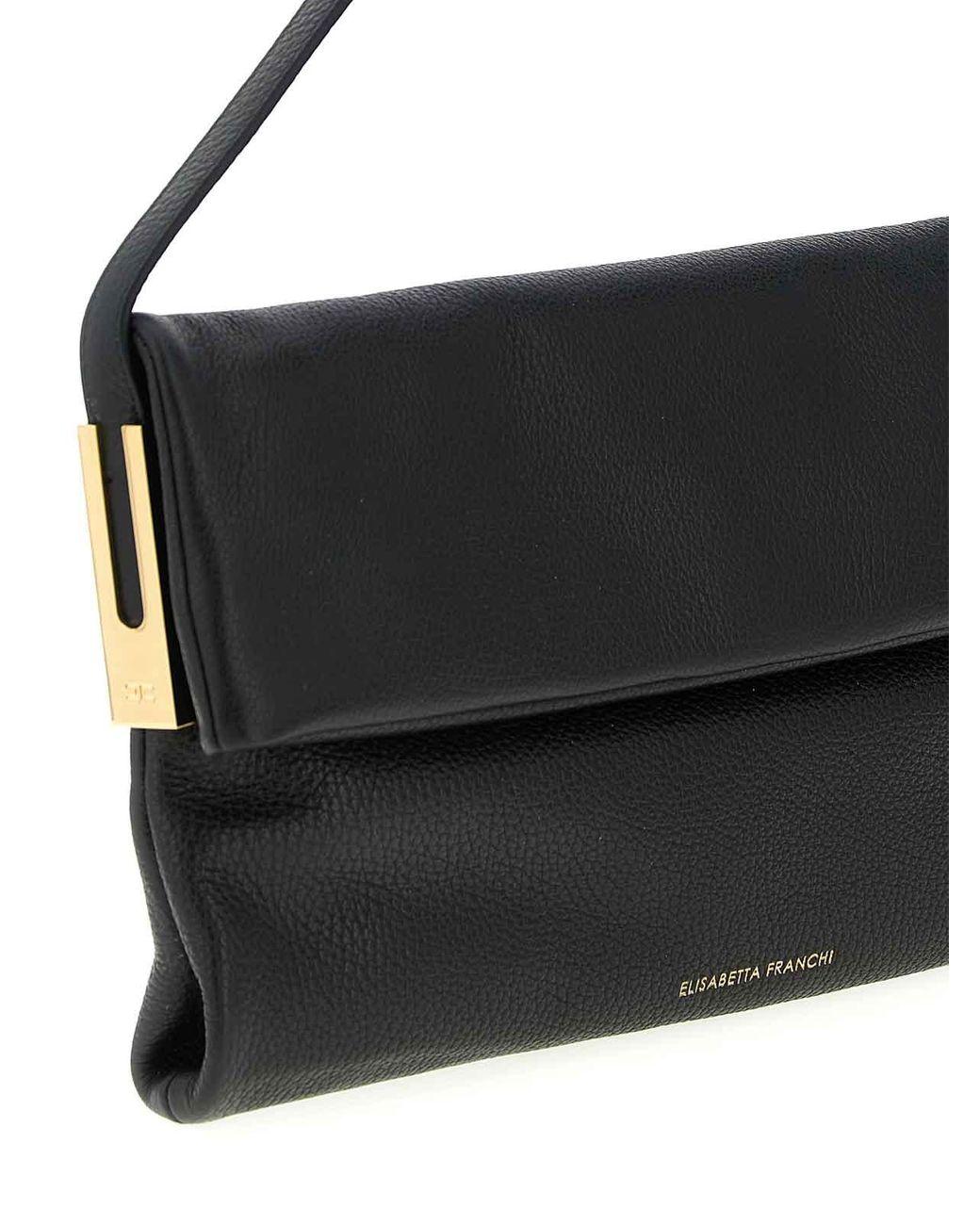 Elisabetta Franchi Black Logo Shoulder Bag