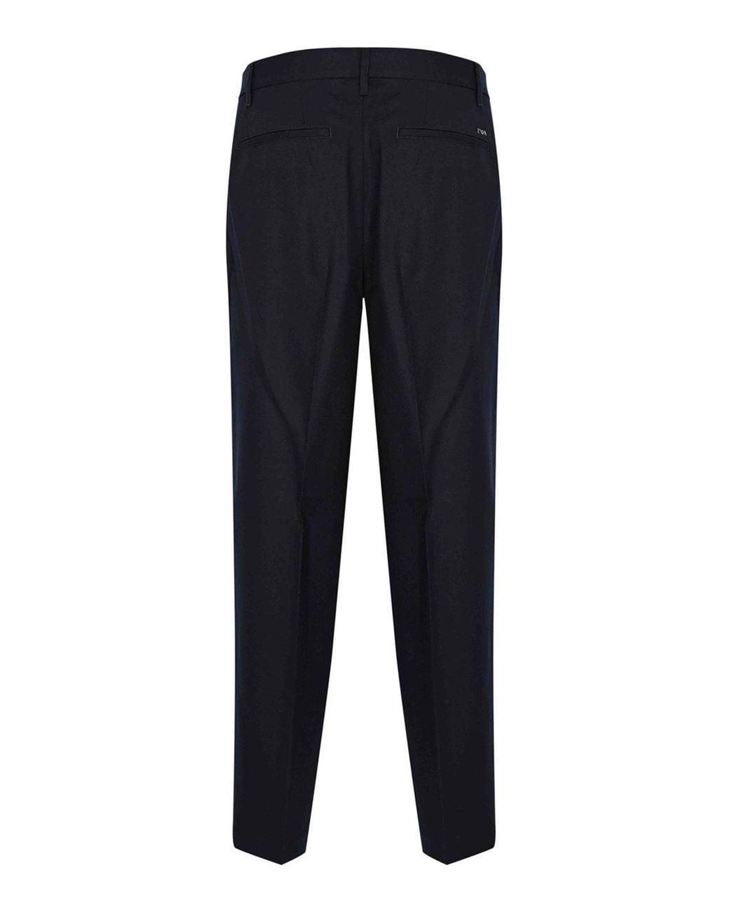 Emporio Armani Black Stretch Virgin Wool Twill Trousers for men