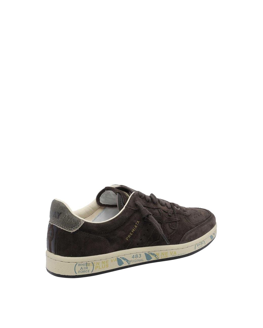 Premiata Black Clay Suede Trainers With Perforated Toe for men